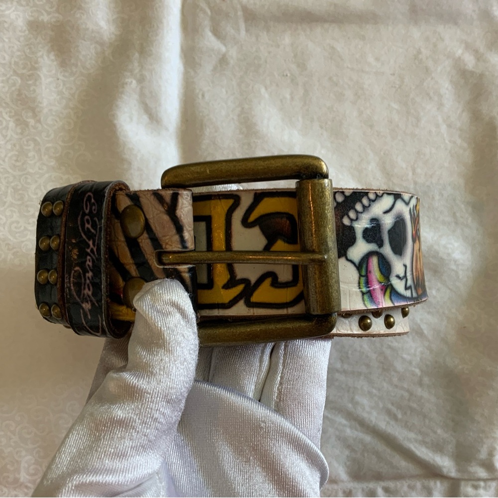 Ed Hardy Leather Belt W Eagle Skull Snake Women’s Sz XS EH1214  39”